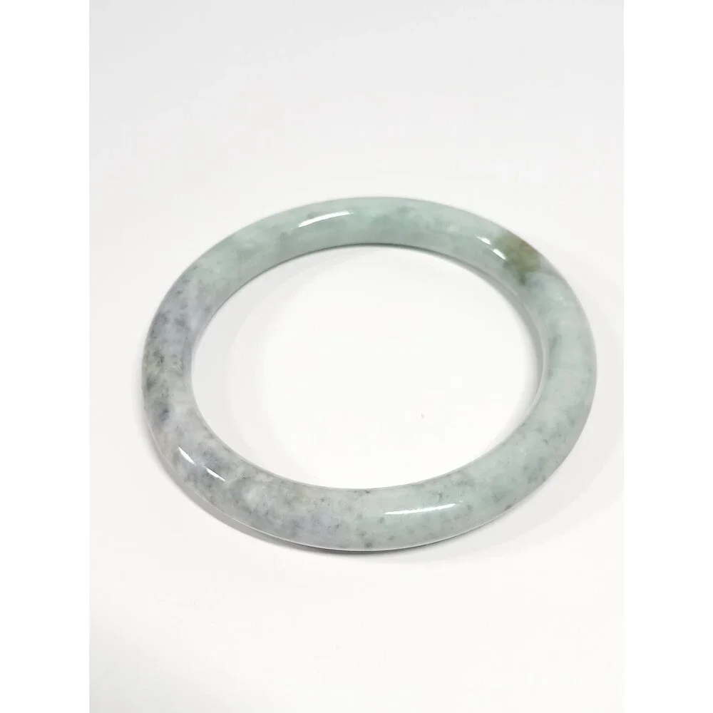 Jadeite Jade Bangle Bracelet Light Green Grey ~2.5